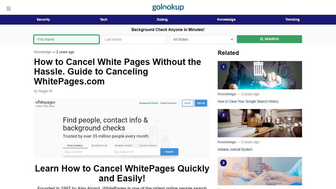 How to Cancel White Pages, How to Cancel WhitePages.com - GoLookUp